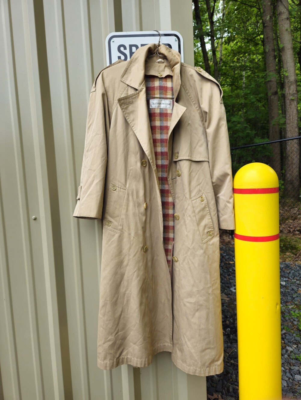 Evan Picone Women's Double Breasted Trench Coat Wool Lined Vtg Size 12 Distress